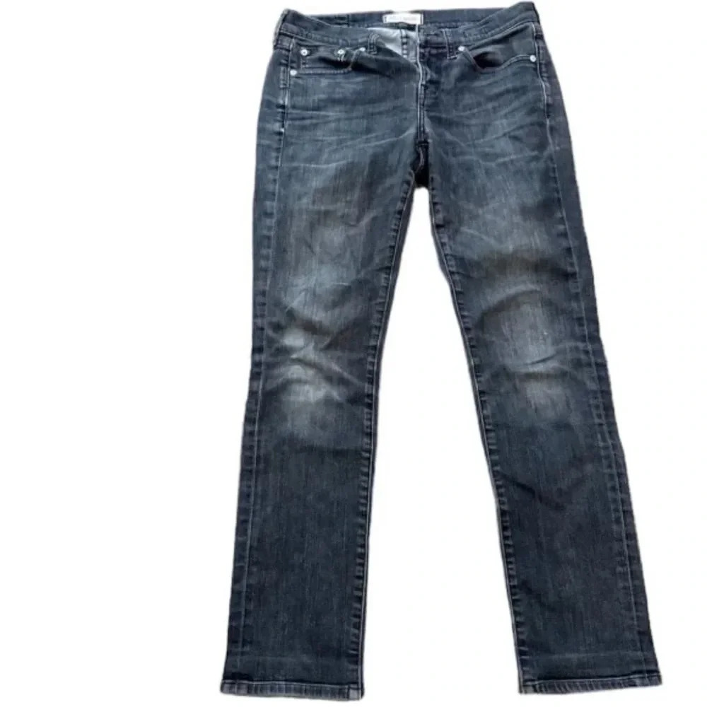 Madewell Slim Boy Jean Women's Mid-Rise Straight Black Denim Size 25 GUC